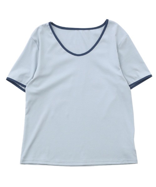 select MOCA(セレクトモカ)の「2021 SS パイピングデザインカラーTシャツ(Tシャツ/カットソー・レディース・ホワイト/ブルー/グリーン・FREE)」の18枚目の写真