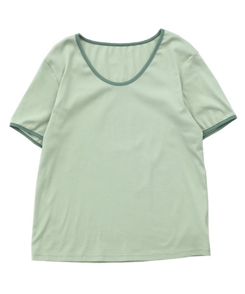 select MOCA(セレクトモカ)の「2021 SS パイピングデザインカラーTシャツ(Tシャツ/カットソー・レディース・ホワイト/ブルー/グリーン・FREE)」の17枚目の写真