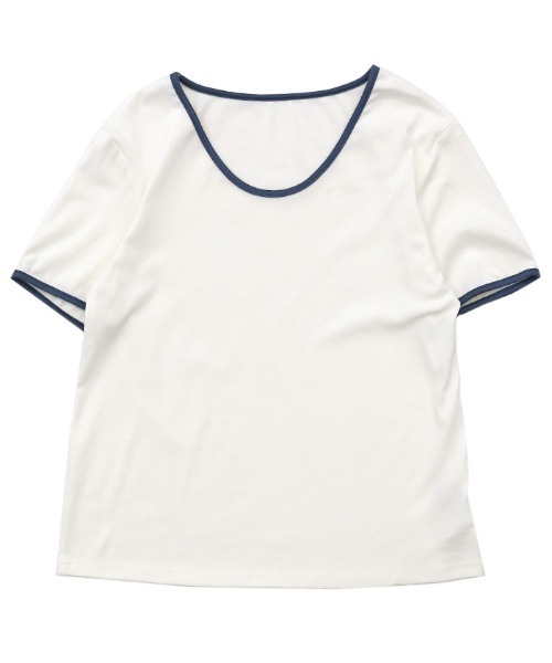 select MOCA(セレクトモカ)の「2021 SS パイピングデザインカラーTシャツ(Tシャツ/カットソー・レディース・ホワイト/ブルー/グリーン・FREE)」の19枚目の写真