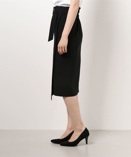 MEW'S REFINED CLOTHES(ミューズリファインドクローズ)の「イージーケアラップ風タイトスカート(スカート・レディース・ベージュ/ブラック・MEDIUM)」の4枚目の写真