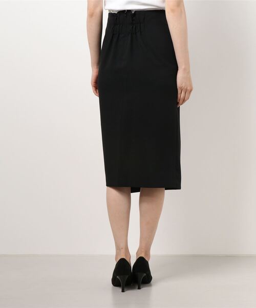 MEW'S REFINED CLOTHES(ミューズリファインドクローズ)の「イージーケアラップ風タイトスカート(スカート・レディース・ベージュ/ブラック・MEDIUM)」の3枚目の写真