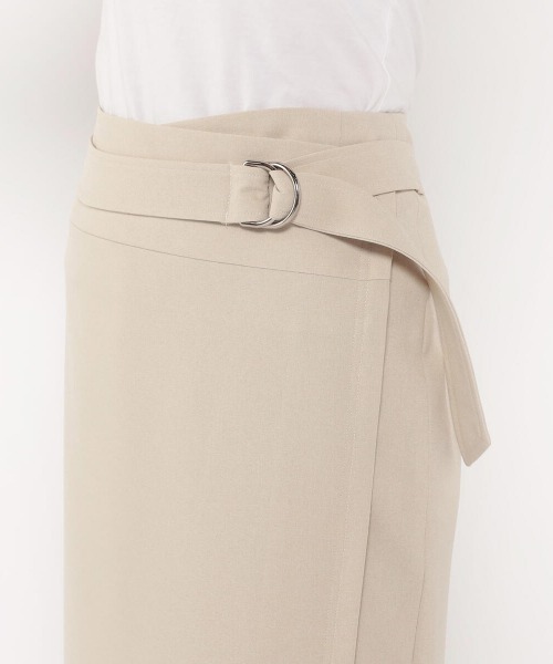 MEW'S REFINED CLOTHES(ミューズリファインドクローズ)の「イージーケアラップ風タイトスカート(スカート・レディース・ベージュ/ブラック・MEDIUM)」の7枚目の写真