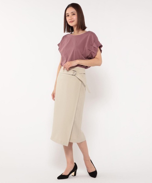 MEW'S REFINED CLOTHES(ミューズリファインドクローズ)の「イージーケアラップ風タイトスカート(スカート・レディース・ベージュ/ブラック・MEDIUM)」の10枚目の写真
