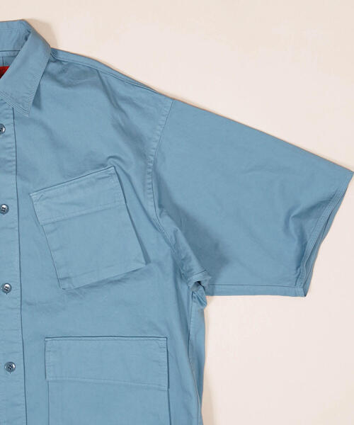 BLUE WORK（ブルーワーク）の「ブロークンツイル ファティーグショートスリーブシャツ（シャツ/ブラウス・メンズ・カーキ/ライトブルー/ダークブルー/ホワイト・M/XS/S）」の6枚目の写真