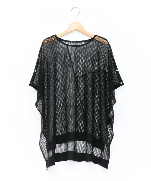 AS KNOW AS de base（アズノゥアズドゥバズ）の「透かしMIXボタンプルオーバー（ニット/セーター・レディース・ブラック/ベージュ/ミント・FREE）」の2枚目の写真