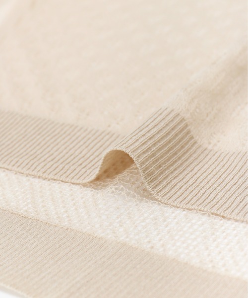 AS KNOW AS de base（アズノゥアズドゥバズ）の「透かしMIXボタンプルオーバー（ニット/セーター・レディース・ブラック/ベージュ/ミント・FREE）」の6枚目の写真