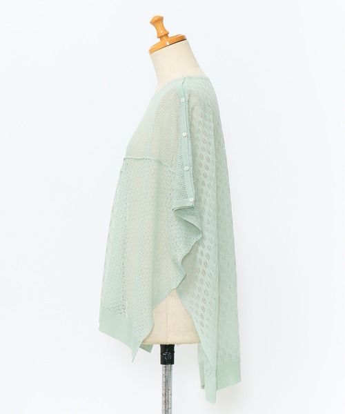 AS KNOW AS de base（アズノゥアズドゥバズ）の「透かしMIXボタンプルオーバー（ニット/セーター・レディース・ブラック/ベージュ/ミント・FREE）」の4枚目の写真