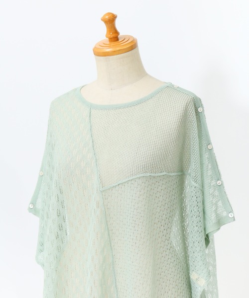 AS KNOW AS de base（アズノゥアズドゥバズ）の「透かしMIXボタンプルオーバー（ニット/セーター・レディース・ブラック/ベージュ/ミント・FREE）」の8枚目の写真