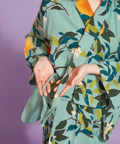 カヤ(カヤ)の「【カヤ】手捺染 対丈浴衣 夏蜜柑(浴衣・レディース・グリーン×オレンジ・FREE)」の10枚目の写真