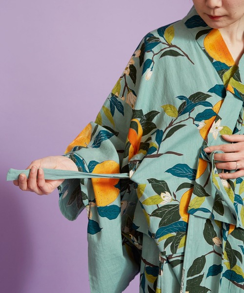 カヤ(カヤ)の「【カヤ】手捺染 対丈浴衣 夏蜜柑(浴衣・レディース・グリーン×オレンジ・FREE)」の11枚目の写真