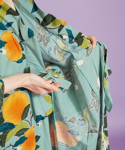 カヤ(カヤ)の「【カヤ】手捺染 対丈浴衣 夏蜜柑(浴衣・レディース・グリーン×オレンジ・FREE)」の12枚目の写真