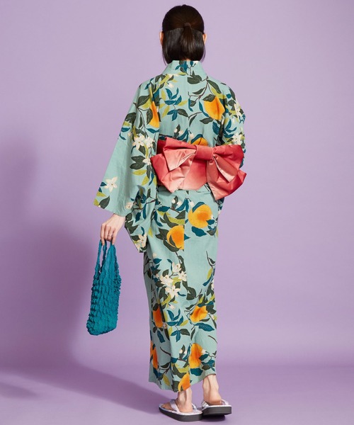 カヤ(カヤ)の「【カヤ】手捺染 対丈浴衣 夏蜜柑(浴衣・レディース・グリーン×オレンジ・FREE)」の4枚目の写真