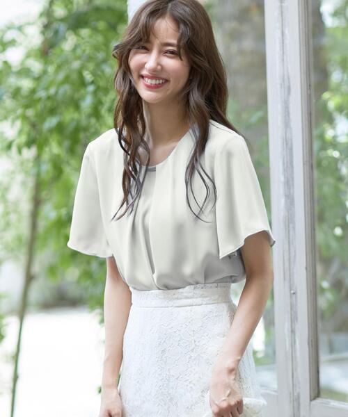 INGNI（イング）の「ピン付トロミフレアスリーブ／ブラウス（シャツ/ブラウス・レディース・ブラック/オフホワイト/ミント/ラベンダー/グレー系その他/ネイビー/サックスブルー・M）」の4枚目の写真