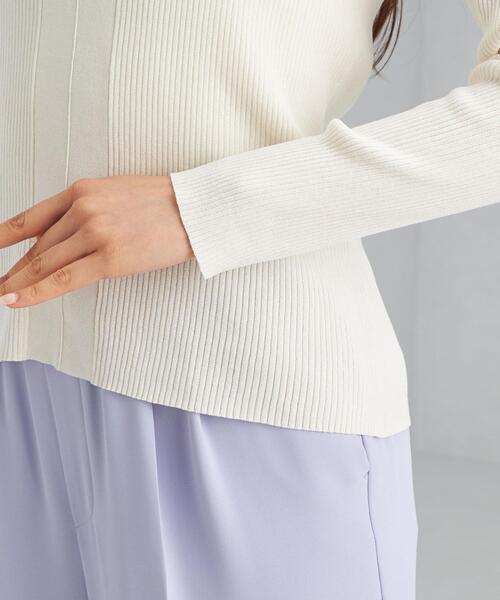 green label relaxing（グリーンレーベルリラクシング）の「14G リブ Vネック プルオーバー ニット -ウォッシャブル-（ニット/セーター・レディース・シャーベット/オフホワイト/ネイビー/パープル・FREE）」の9枚目の写真