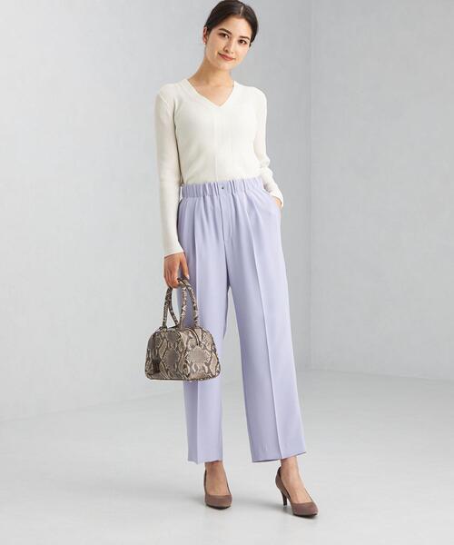 green label relaxing（グリーンレーベルリラクシング）の「14G リブ Vネック プルオーバー ニット -ウォッシャブル-（ニット/セーター・レディース・シャーベット/オフホワイト/ネイビー/パープル・FREE）」の12枚目の写真