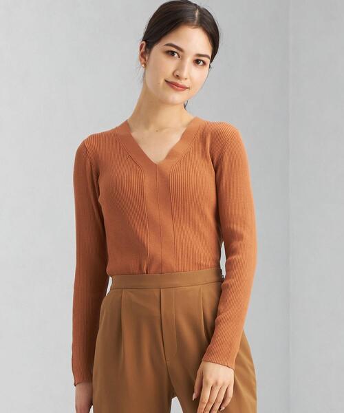 green label relaxing（グリーンレーベルリラクシング）の「14G リブ Vネック プルオーバー ニット -ウォッシャブル-（ニット/セーター・レディース・シャーベット/オフホワイト/ネイビー/パープル・FREE）」の14枚目の写真