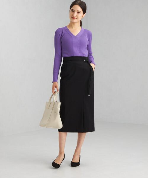 green label relaxing（グリーンレーベルリラクシング）の「14G リブ Vネック プルオーバー ニット -ウォッシャブル-（ニット/セーター・レディース・シャーベット/オフホワイト/ネイビー/パープル・FREE）」の16枚目の写真