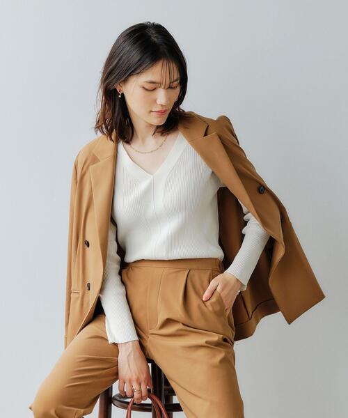 green label relaxing（グリーンレーベルリラクシング）の「14G リブ Vネック プルオーバー ニット -ウォッシャブル-（ニット/セーター・レディース・シャーベット/オフホワイト/ネイビー/パープル・FREE）」の18枚目の写真