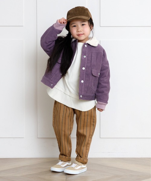 MAKE YOUR DAY（メイクユアデイ）の「ワッフルレイヤード風無地長袖Tシャツ■80～140cm（Tシャツ/カットソー・キッズ・ベージュ/パープル/モカ・90/100/110/120/80/130/140）」の8枚目の写真