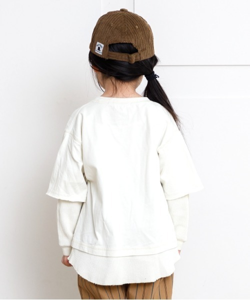 MAKE YOUR DAY（メイクユアデイ）の「ワッフルレイヤード風無地長袖Tシャツ■80～140cm（Tシャツ/カットソー・キッズ・ベージュ/パープル/モカ・90/100/110/120/80/130/140）」の6枚目の写真