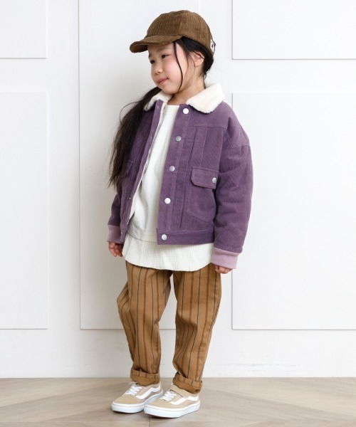 MAKE YOUR DAY（メイクユアデイ）の「ワッフルレイヤード風無地長袖Tシャツ■80～140cm（Tシャツ/カットソー・キッズ・ベージュ/パープル/モカ・90/100/110/120/80/130/140）」の9枚目の写真