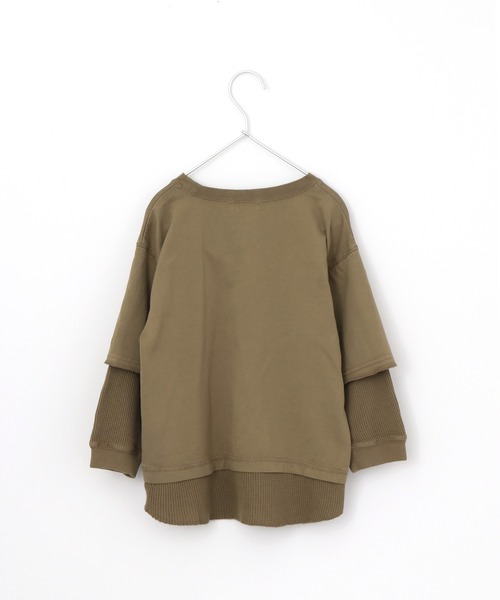 MAKE YOUR DAY（メイクユアデイ）の「ワッフルレイヤード風無地長袖Tシャツ■80～140cm（Tシャツ/カットソー・キッズ・ベージュ/パープル/モカ・90/100/110/120/80/130/140）」の12枚目の写真