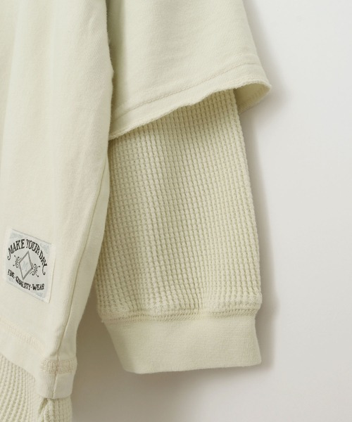 MAKE YOUR DAY（メイクユアデイ）の「ワッフルレイヤード風無地長袖Tシャツ■80～140cm（Tシャツ/カットソー・キッズ・ベージュ/パープル/モカ・90/100/110/120/80/130/140）」の17枚目の写真