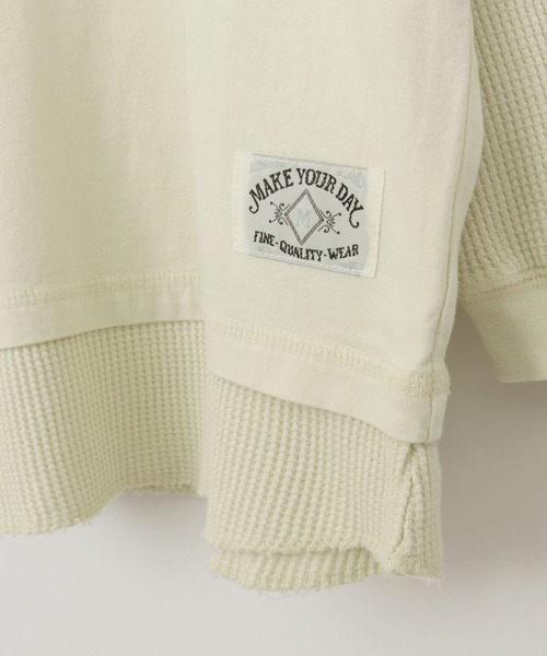 MAKE YOUR DAY（メイクユアデイ）の「ワッフルレイヤード風無地長袖Tシャツ■80～140cm（Tシャツ/カットソー・キッズ・ベージュ/パープル/モカ・90/100/110/120/80/130/140）」の19枚目の写真
