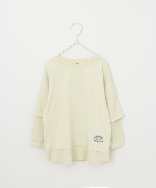 MAKE YOUR DAY（メイクユアデイ）の「ワッフルレイヤード風無地長袖Tシャツ■80～140cm（Tシャツ/カットソー・キッズ・ベージュ/パープル/モカ・90/100/110/120/80/130/140）」の13枚目の写真