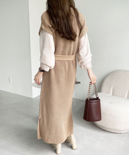 GeeRA（ジーラ）の「袖ブラウスドッキングニットワンピース（ワンピース・レディース・ブラック/モカ/ベージュ/グリーン・LARGE/MEDIUM/X-LARGE）」の10枚目の写真