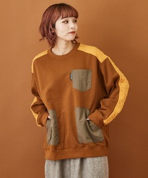 CUBE SUGAR（キューブシュガー）の「カットキルティング × 裏毛 スウェット 切替 クルーネック プルオーバー（スウェット）」