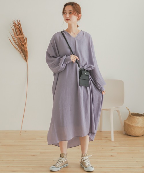 SENSE OF PLACE by URBAN RESEARCH（センスオブプレイスバイアーバンリサーチ）の「ヨウリュウカフタンワンピース（ワンピース・レディース・ブラック/カーキ/アイボリー/ラベンダー・ONE）」の21枚目の写真