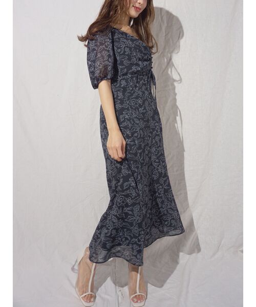 MERCURYDUO（マーキュリーデュオ）の「2WAYフロントタックフラワーワンピース（ワンピース・レディース・ネイビー/アイボリー/ミント・SMALL/MEDIUM）」の3枚目の写真