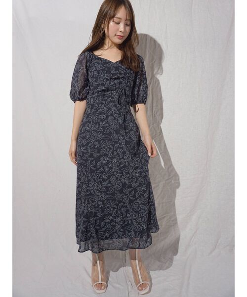 MERCURYDUO（マーキュリーデュオ）の「2WAYフロントタックフラワーワンピース（ワンピース・レディース・ネイビー/アイボリー/ミント・SMALL/MEDIUM）」の4枚目の写真