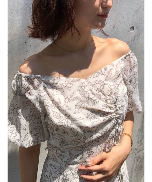 MERCURYDUO（マーキュリーデュオ）の「2WAYフロントタックフラワーワンピース（ワンピース・レディース・ネイビー/アイボリー/ミント・SMALL/MEDIUM）」の15枚目の写真