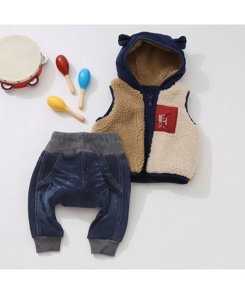 BREEZE（ブリーズ）の「ベビー腹巻デニム 9分丈（その他パンツ・キッズ・ネイビー/その他10/ブルー・80/90/70）」の4枚目の写真