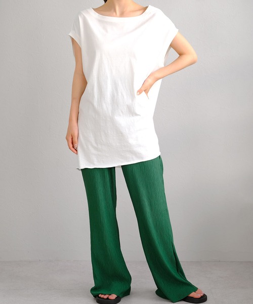 ANDJ(アンドジェイ)の「オーガニックコットンフレンチスリーブTシャツ(Tシャツ/カットソー・レディース・ブラック/オフホワイト/ライトベージュ・M)」の13枚目の写真