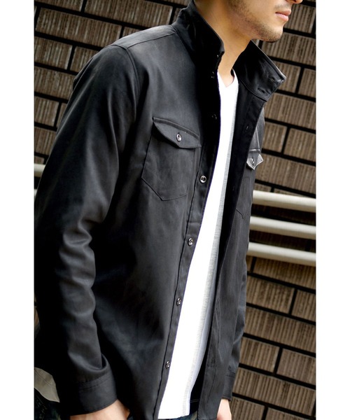 HIDEAWAYS NICOLE(ハイダウェイニコル)の「フェイクスウェードシャツ(シャツ/ブラウス・メンズ・オフホワイト/オレンジ/モカ/ブラック・LARGE/MEDIUM/X-LARGE)」の2枚目の写真