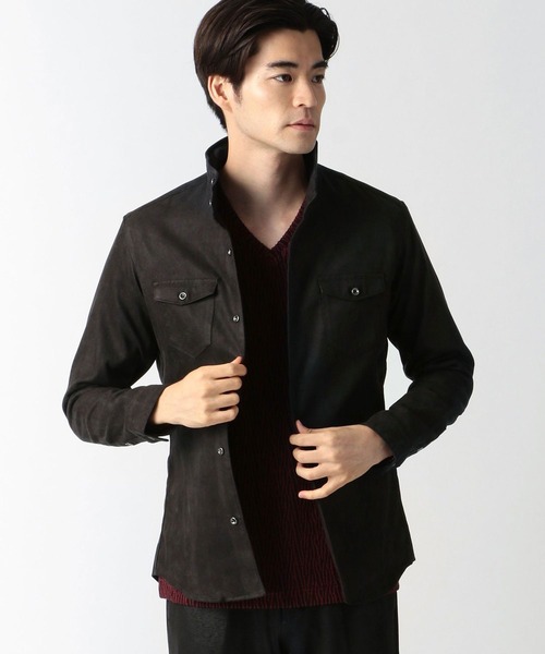 HIDEAWAYS NICOLE(ハイダウェイニコル)の「フェイクスウェードシャツ(シャツ/ブラウス・メンズ・オフホワイト/オレンジ/モカ/ブラック・LARGE/MEDIUM/X-LARGE)」の7枚目の写真