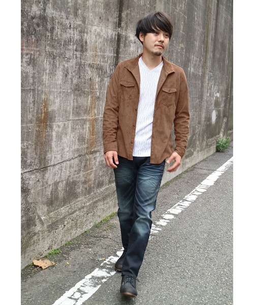 HIDEAWAYS NICOLE(ハイダウェイニコル)の「フェイクスウェードシャツ(シャツ/ブラウス・メンズ・オフホワイト/オレンジ/モカ/ブラック・LARGE/MEDIUM/X-LARGE)」の17枚目の写真