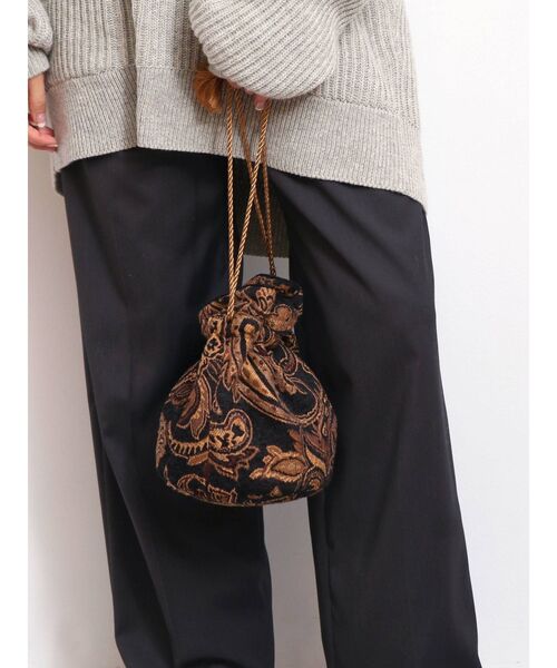 Ungrid（アングリッド）の「ジャカード巾着バッグ（ハンドバッグ・レディース・ブラック/ブラウン/アイボリー・FREE）」の3枚目の写真