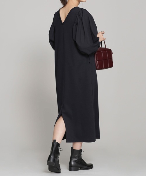 NANO universe（ナノユニバース）の「TRUE COTTON 布帛ドッキングスリーブワンピース 長袖（ワンピース・レディース・ライトグレー/ブラック・36/38）」の6枚目の写真