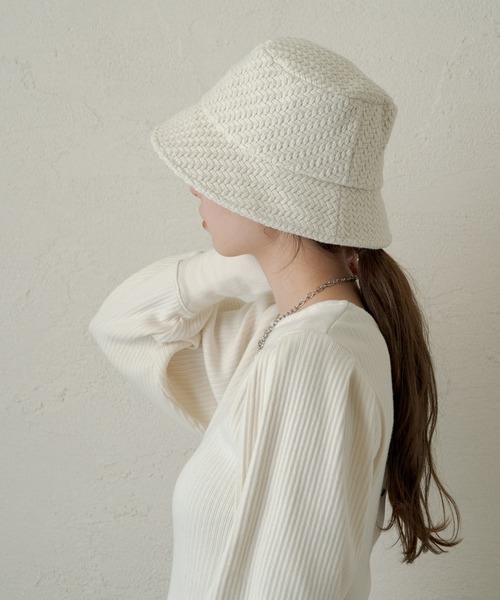 Kastane(カスタネ)の「LIKE KNIT HAT(ハット・レディース・ブラック/オフホワイト・FREE)」の9枚目の写真