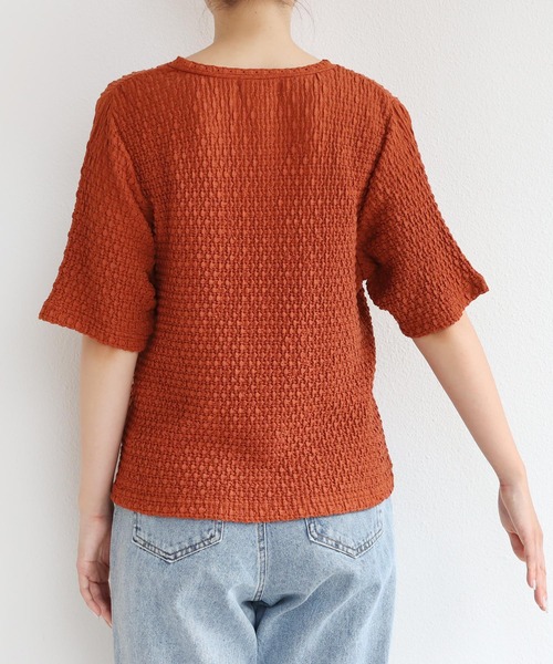 andme(アンドミー)の「ストレッチカットレース半袖クルーネックTシャツ(Tシャツ/カットソー・レディース・ブラック/オフホワイト/ダークオレンジ・FREE)」の21枚目の写真