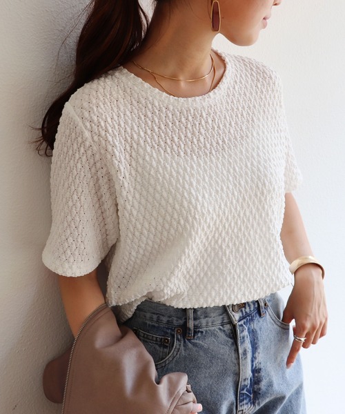 andme(アンドミー)の「ストレッチカットレース半袖クルーネックTシャツ(Tシャツ/カットソー・レディース・ブラック/オフホワイト/ダークオレンジ・FREE)」の20枚目の写真