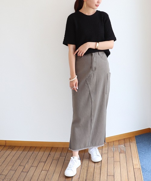 andme(アンドミー)の「ストレッチカットレース半袖クルーネックTシャツ(Tシャツ/カットソー・レディース・ブラック/オフホワイト/ダークオレンジ・FREE)」の4枚目の写真