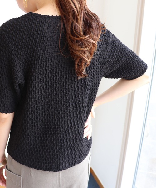 andme(アンドミー)の「ストレッチカットレース半袖クルーネックTシャツ(Tシャツ/カットソー・レディース・ブラック/オフホワイト/ダークオレンジ・FREE)」の11枚目の写真