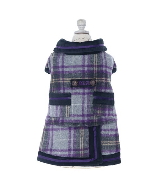 匿名送込新品●ANNA SUI　アナスイ　チェック柄　ワンピース●4 レディース ANNA SUI アナスイ ワンピース チェック柄 レース パープル