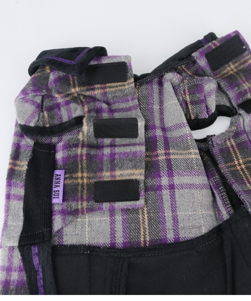 匿名送込新品●ANNA SUI　アナスイ　チェック柄　ワンピース●4 レディース ANNA SUI（アナ スイ）チェック柄フェイクレザーワンピース | 犬