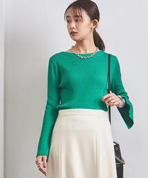 UNITED ARROWS | ＜UNITED ARROWS＞W/S リブ ボートネック スリットスリーブ ニット B †(ニット/セーター)